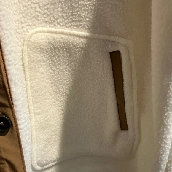 Croft & Barrow Cream Teddy Jacket with Tan Accents - Picture 4 of 8